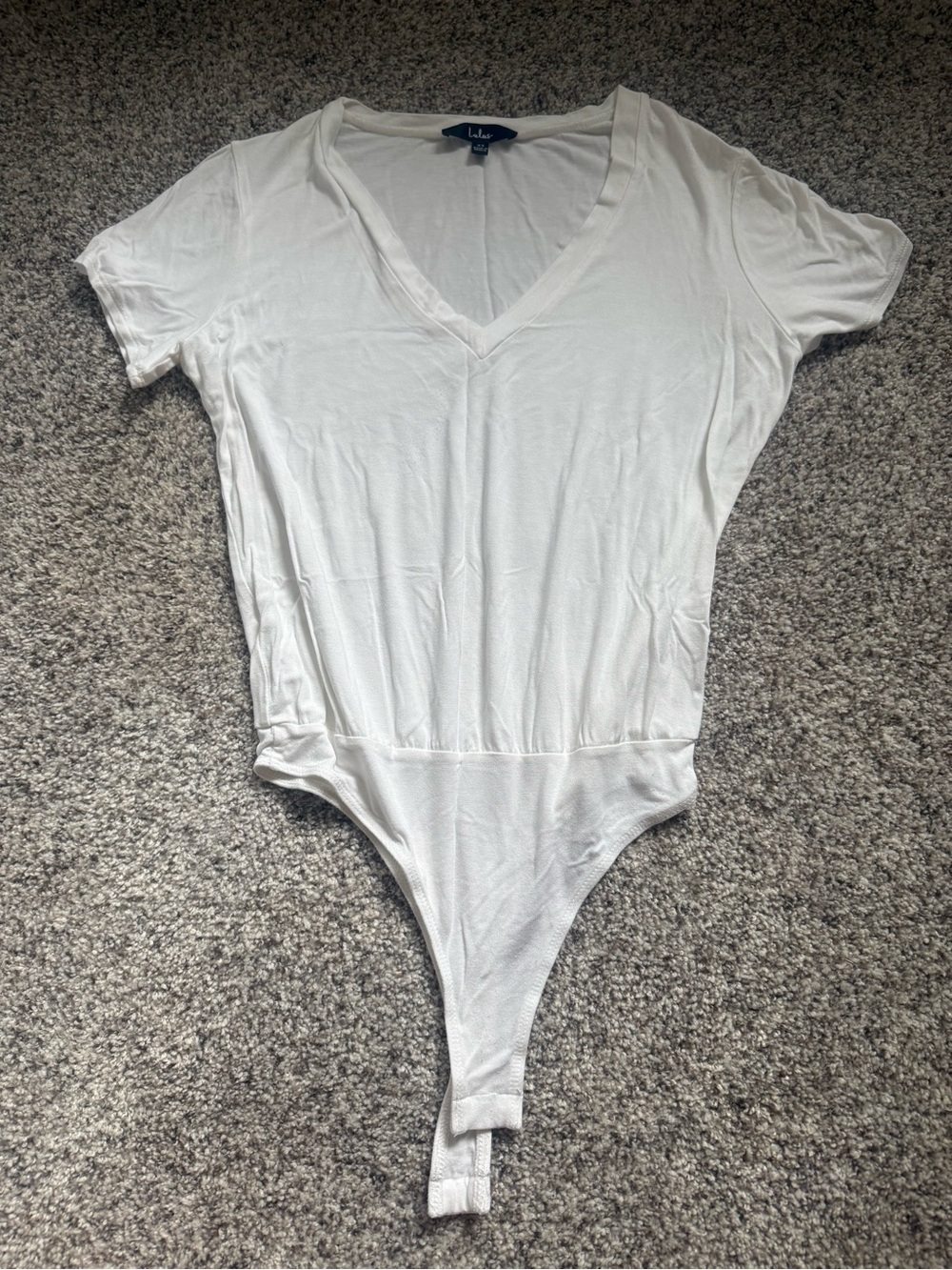 Lulu's White V-Neck Tee Bodysuit